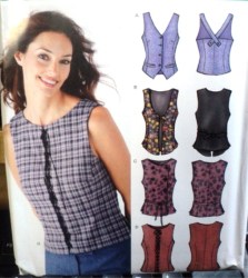 6216 NL SLEEVELESS LACE/TIED BUTTON VESTEE TOPS PATTERN 6-16